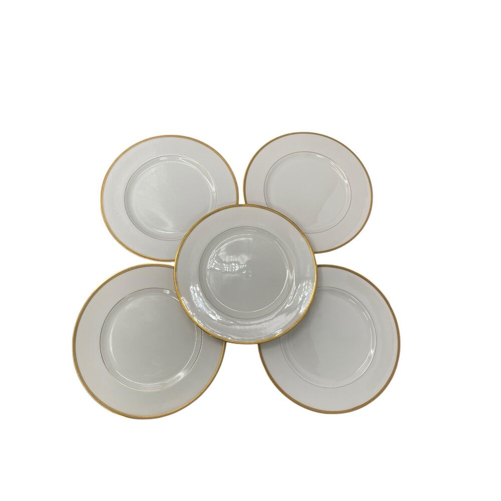 Set 5 Lenox Tuxedo Dinner Plates Gold Rim J-33 Ovington Bros Green Backstamp